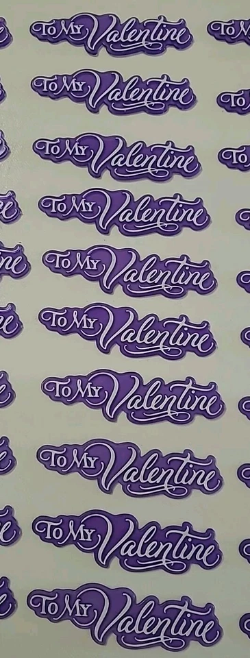 Valentine's Cake & Cupcake Topper Signs Crafts Purple NOS Lot Of 30 Vintage C - Image 4 of 4
