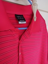 NIKE Golf Polo Shirt Mens XL Red Striped Dri-Fit Poly Lightweight Short Sleeve