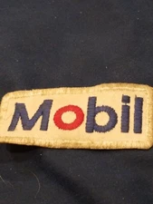 mobil gasoline gas station DIRTY patch sewn iron design logo patch DIRT MARKS