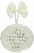 Grow In Grace Baby Blessing Hanging Plaque, Nursery Wall Decor, Ivory