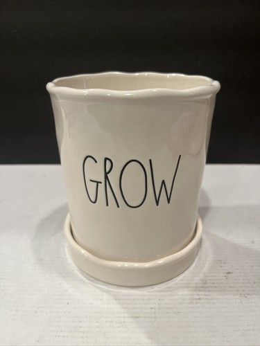 Rae Dunn “GROW” 5 inch Planter With Attached Tray-NWT