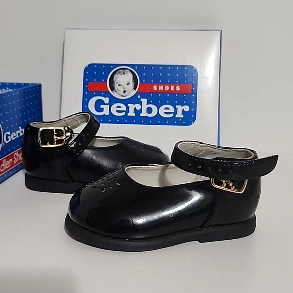 Zapatos Gerber vintage niñas charol mary janes talla 2.5 (2 1/2) nuevos en caja Foto 2 de 4