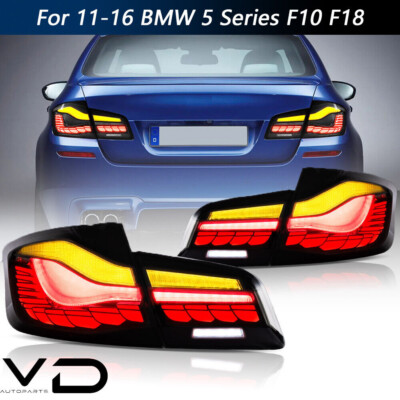 Pair LED Tail Lights For 2011-2016 BMW 5 Series F10 F18 Smoked Sequential lamps