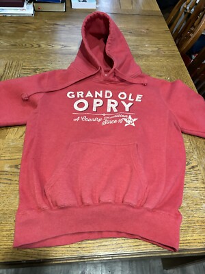 Grand Ole Opry Hooded Pullover Sweatshirt Graphic Print Red Size Medium