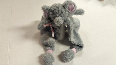 MUD PIE Gray Elephant Finger Puppet SHERPA Security Blanket