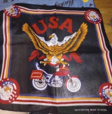 22"x22" ~USA~ American Flag ~Eagle~ Harley~ Motorcycle Bandana