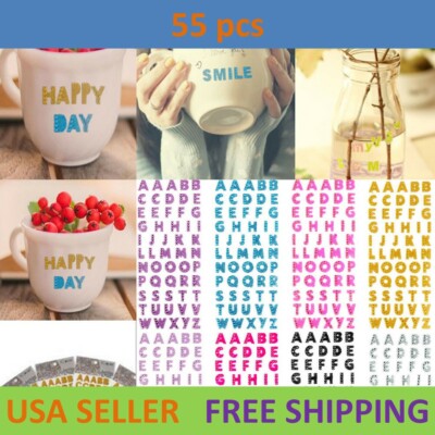 55pcs Letter A-Z Alphabet Glitter Self Adhesive Crystals Stickers Stick On DIY