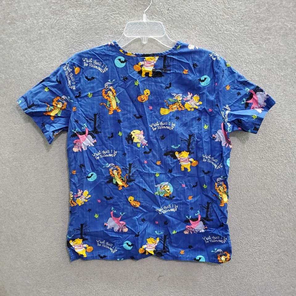 Blusa Médica Pequeña Azul Disney para Mujer Winnie The Pooh Halloween Manga Corta Cuello en V Foto 4 de 4