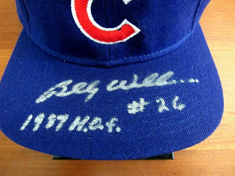 BILLY WILLIAMS #26 HOF 1987 CHICAGO CUBS SIGNED AUTO VTG WOOL CAP HAT JSA BEAUTY - Image 2 of 3