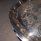 Vintage GORHAM HERITAGE Round Etched Scalloped Edge Silverplate Tray 12.5" — photo 3