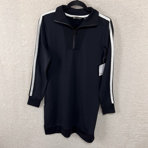 Athleta Circa Track Sweatshirt Dress Women’s M Black Zip Pockets 383425 New - 第 1/11 張圖片