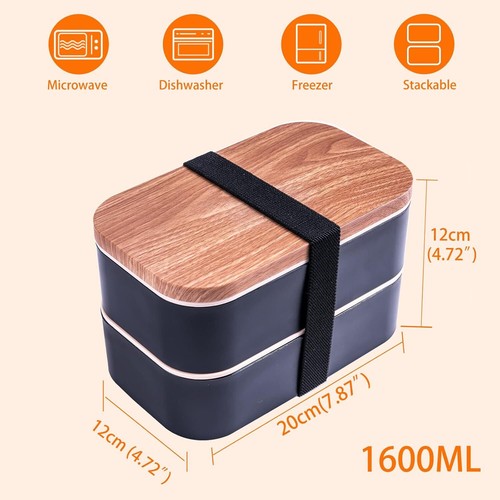 Bento Box Adult Lunch with Leakproof 54OZ Black - Picture 5 of 6