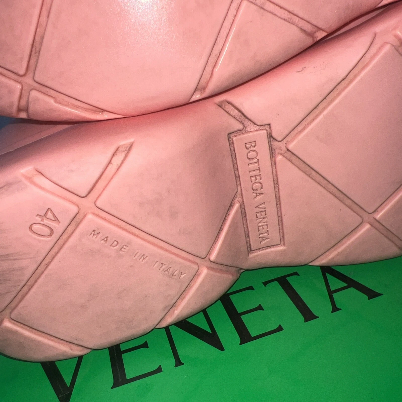 Bottega Veneta Pozzanghera Stivaletto Gomma Fenicottero EU 40 US 9 EUC