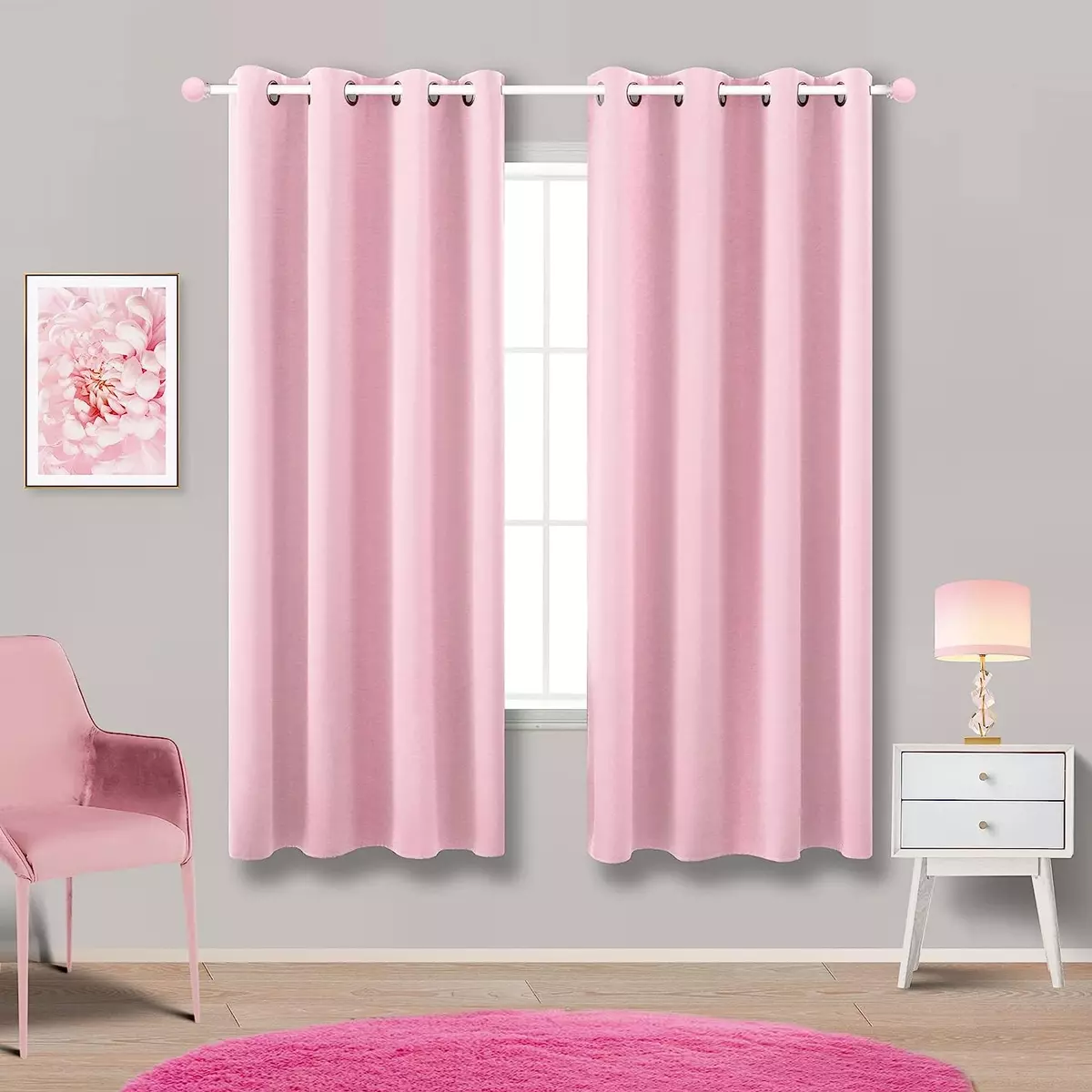 Pink Curtains 63 Inch Length For Baby