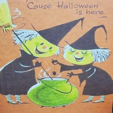 PRIMITIVE VINTAGE RETRO MODERN STYLE HALLOWEEN WITCHES BREW UP A PARTY  SIGN