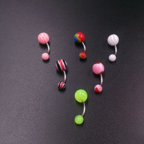 10/30/50 Mixed Ball Barbell Bar Navel Belly Button Ring Piercing Jewelry FAJKJK - Picture 6 of 9