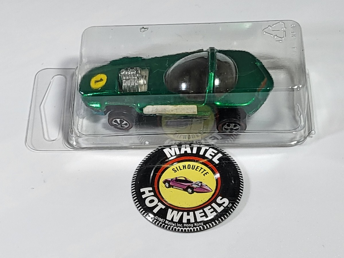 Hot Wheels Redline Green Silhouette USA W/Button Amazing Cond