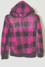 Soft Warm Girl's ARIZONA Size XL 14/16 Zipper Front Hoodie Jacket Magenta Black
