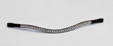 BLING DIAMANTE SPARKLY 3 ROW WHITE PEARL CRYSTAL WITH BLACK LEATHER BROWBAND