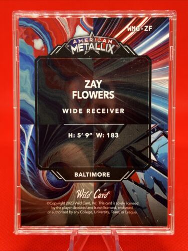 7/8✨ ZAY FLOWERS 2023 Wild Card Metallix Rookie Blue Lazer WildLight Ravens - Picture 3 of 3