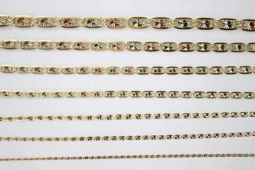 Authentic 10K Yellow White Rose Gold Tri-Color Valentino Chain 1.5-6mm/16"-30" - Picture 5 of 19