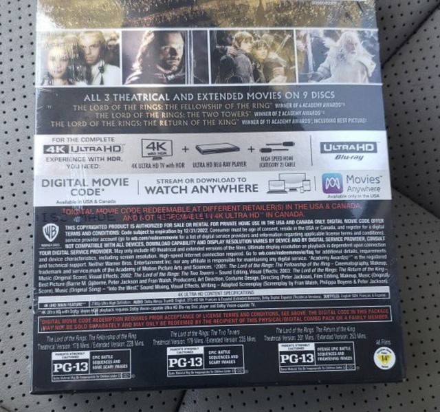 lord of the rings trilogy 4k ultra hd blu ray