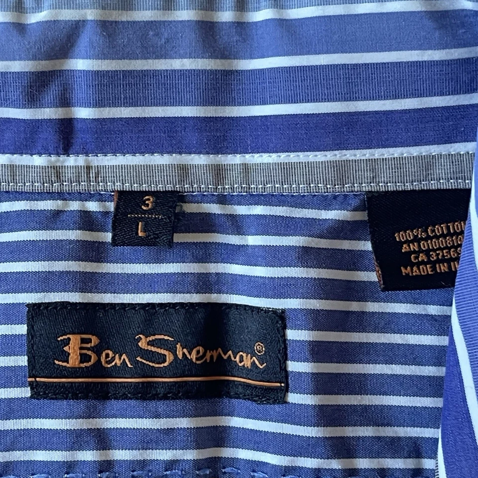 Ben Sherman Shirt 3 L Multi Striped 60s Retro Mod Casual Bright Long Sleeve UK - Image 3 of 4