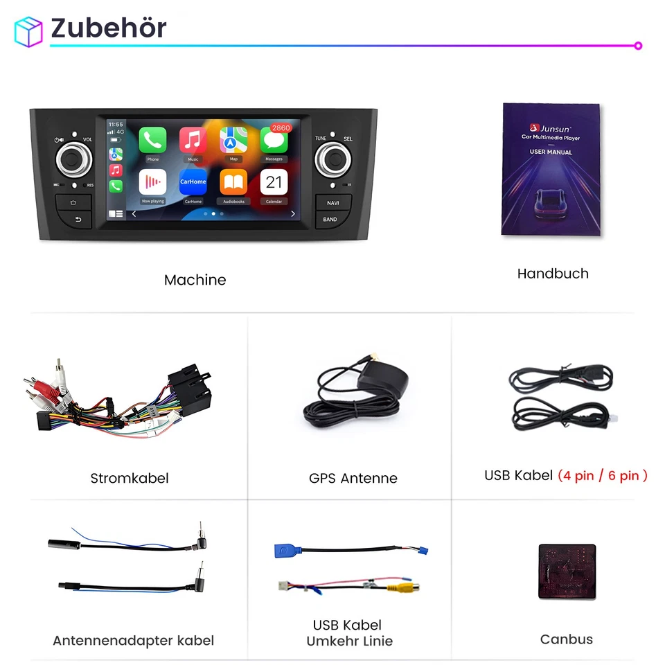 2+32G Android14 Carplay Für Fiat Grande Punto Linea 2005-2012 Autoradio GPS Navi - Bild 4 von 4