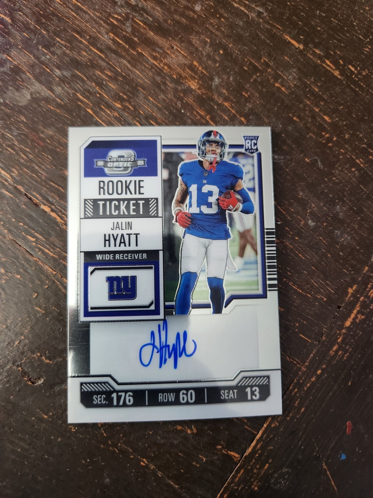 2023 Panini Contenders Optic Rookie Ticket On Card Auto Jalin Hyatt NY Giants RC