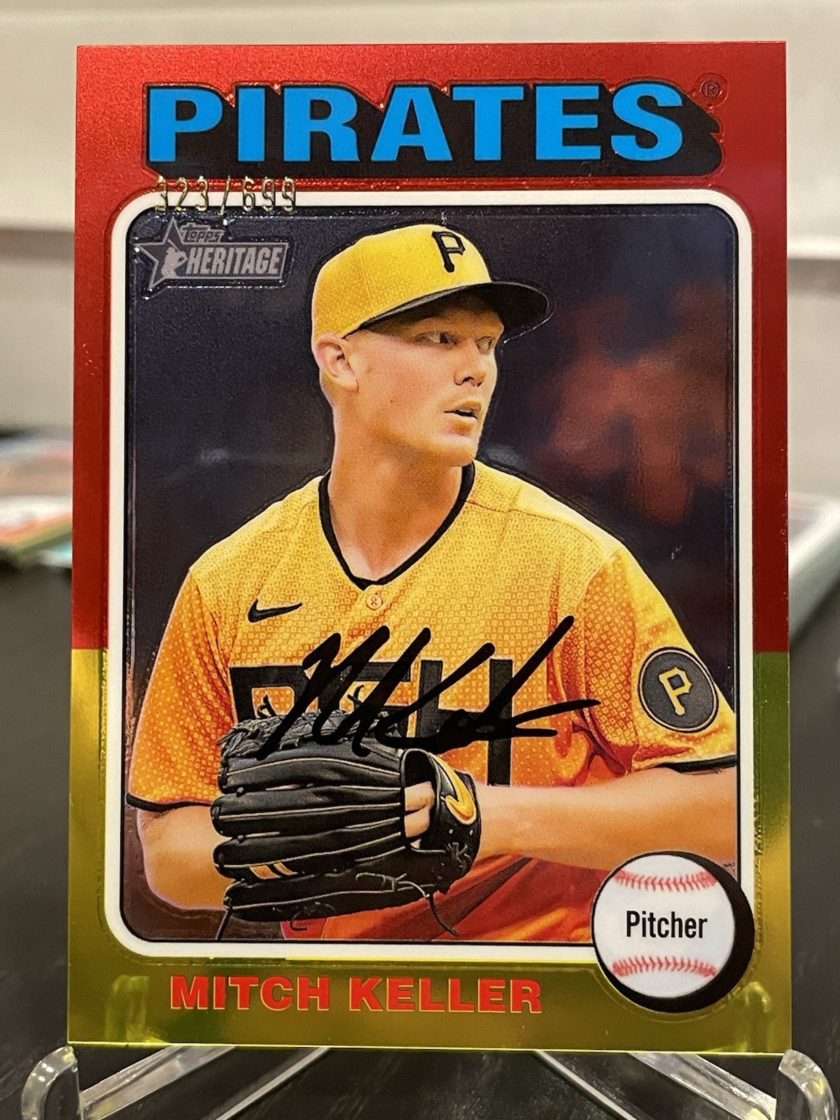 2024 Topps Heritage High Number Mitch Keller Chrome 323/699 Pirates Rookie Refractor
