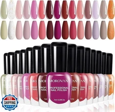 Morovan Rose Nail Polish Set: Fall Burgundy Dark Wine Cherry Red 