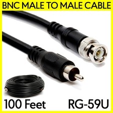 100 Feet BNC Plug to RCA Plug Cable RG59 CCTV Camera Coax Cord 75Ohm DVR Adapter