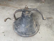 Antique no. 2 Farm Dinner School Bell 15" Cast Iron w/ Yoke