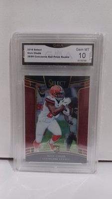 2018 Panini Select Nick Chubb Rookie Concourse Maroon Prizm RC #/99 GEM MINT 10