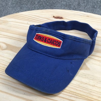 Turks & Caicos Sun Visor Cap Summer Hat Mens L/XL Blue Embroidered Logo Unifit`