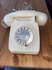 Vintage Retro Ivory Cream 8746 Rotary GPO Telephone BT 1970s 80s Rings Working