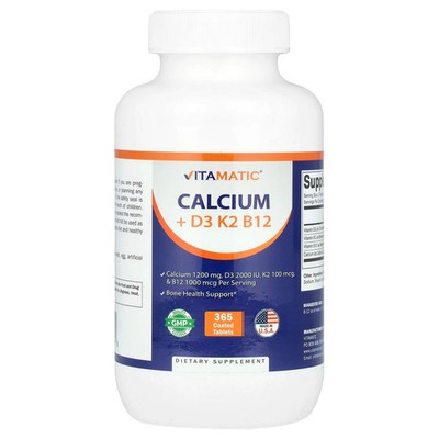 Calcium + D3, K2, B12, 365 Coated Tablets