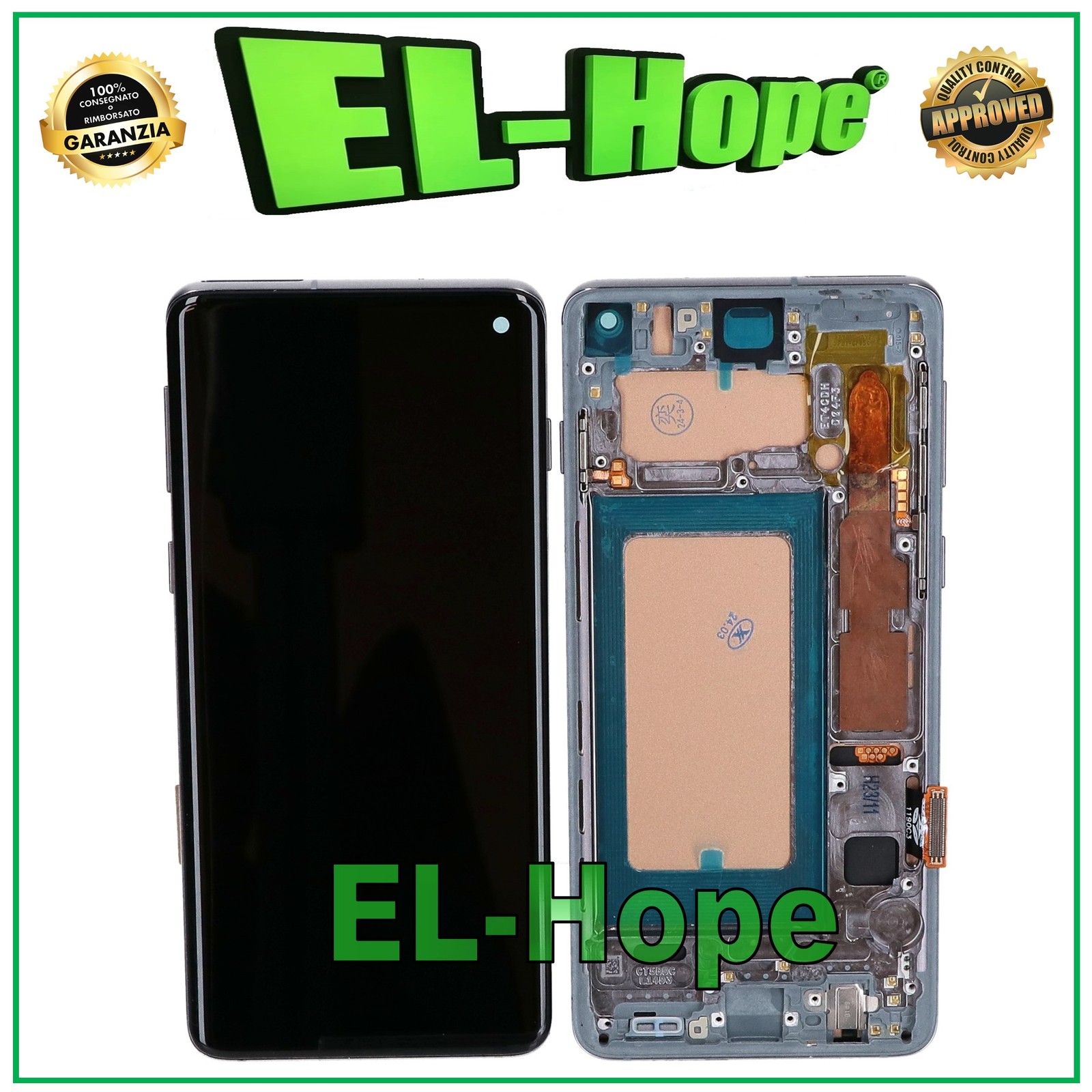 DISPLAY LCD TFT + FRAME PER SAMSUNG GALAXY S10 SM-G973F TOUCH SCREEN VETRO NERO foto 1