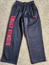 UNDER ARMOUR STORM SWEATPANTS, Black Straight Leg, Red Logos, Boys Size Medium