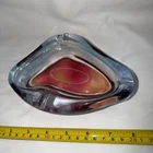 Vintage Ashtray Murano Glass?  Heavy Glass triangular pink Mid Century Retro