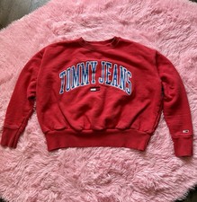 Vintage Tommy Hilfiger Tommy Jeans Red Crewneck Sweater 90s Y2k