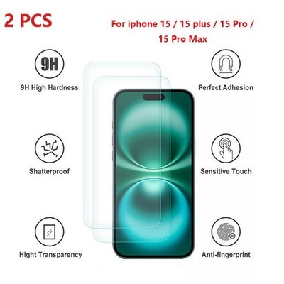 2 Pack Tempered Glass Screen Protector For iPhone 15 / 15 Plus /15 Pro Max