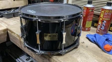 Pork Pie Maple/Oak Snare Drum Black High Gloss Lacquer 8X14