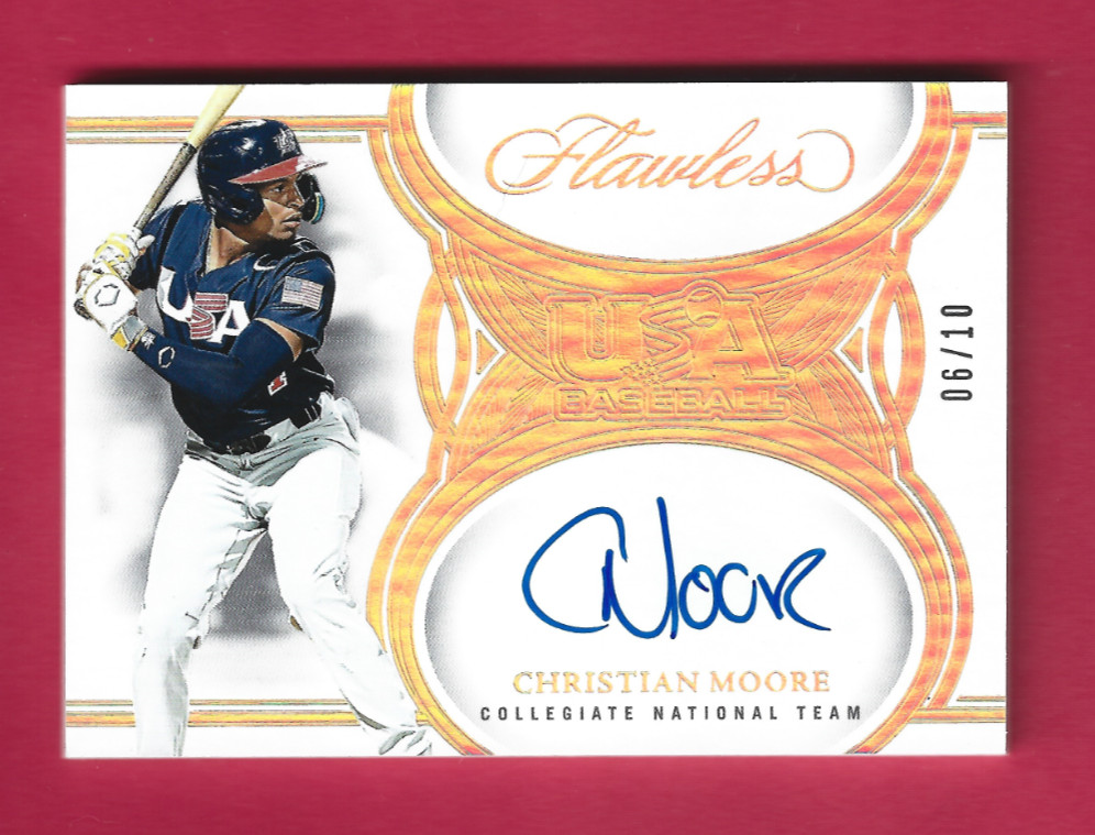 2025 Panini Flawless USA Baseball Christian Moore #USA-CM Auto Gold #06/10