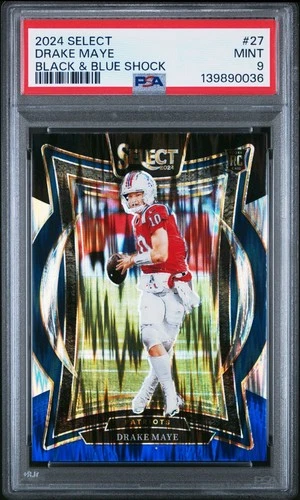2024 Select Drake Maye Black and Blue Shock #27 PSA 9 Mint RC Patriots