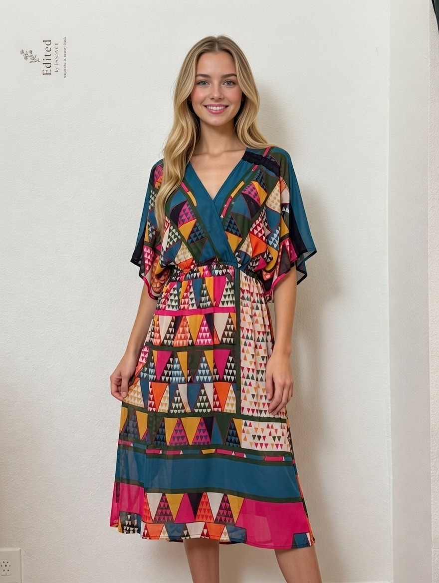 Maeve Anthropologie Dress US 2 Boho V-Neck Colorful Print Pre-Owned