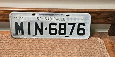 SP Sao Paulo License Plate - Brazil / Collectible Only MIN-6876 (1 Tag) Vintage 