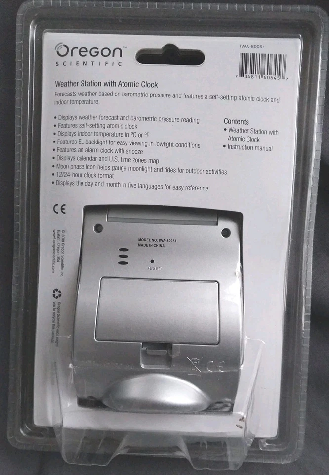 Oregon Scientific Weather Station Thermometer Atomic Clock Forecast IWA-80051 - Image 2 of 2