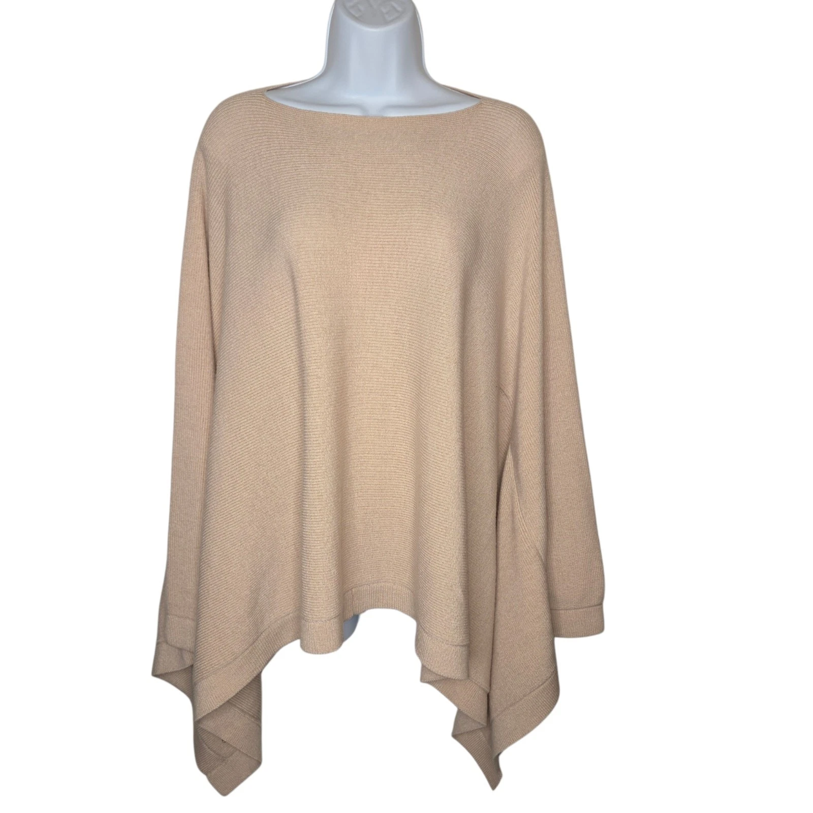 Lululemon Wool-Be-Cozy Poncho Knit Sweater Asymmetric Cape Beige Tan One Size