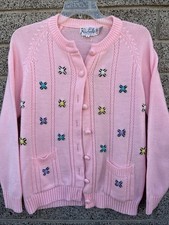 Adorable Vintage Rochelle California Pink Pastel 90  s Sweater Ladies M Very Nice